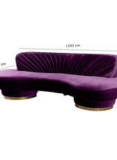 Northpol 3 Seater Velvet Sofa in Purple - Elegant Comfort 242cm x 100cm x 78cm - Cotton Home