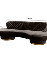 Northpol 3 Seater Velvet Sofa in Brown - Elegant Comfort 242cm x 100cm x 78cm - Cotton Home