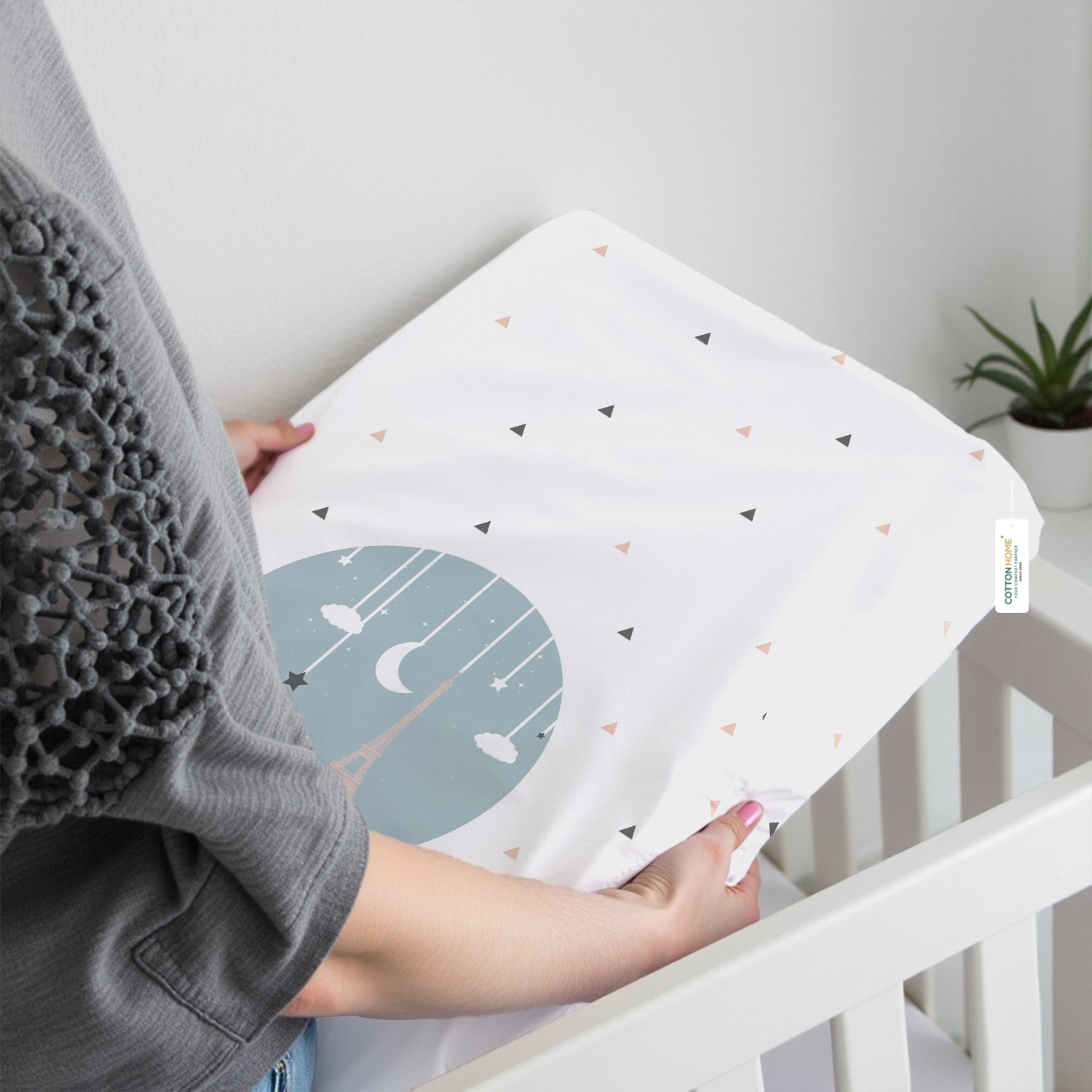 Premium Cotton 2PC Crib Sheets (120x60 cm) Soft, Breathable, Fitted Baby Mattress Sheets Dream Night