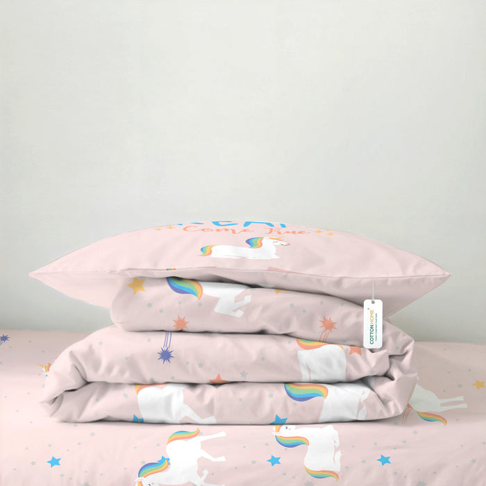 Back to School Comfort Combo - 6PC Kids Bedding Set 135x220 with Pillows & Cushions - Unicorn