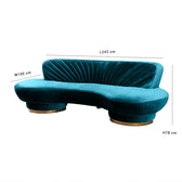 Northpol 3 Seater Velvet Sofa in Blue - Elegant Comfort 242cm x 100cm x 78cm