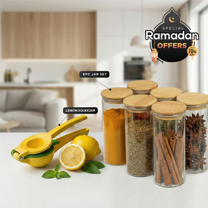 Ramadan Special Sale – Lemon Squeezer, Baking Mat & Glass Jars Set Bundle 9
