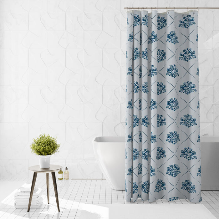 Shower Curtain Printed Fabric with Hooks 180x180 Cm - Medley