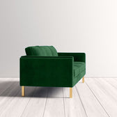 Nebula Green Velvet 3-Seater Sofa with Square Arms - Luxury Living Room Seating, L220cm x W86cm x H81cm