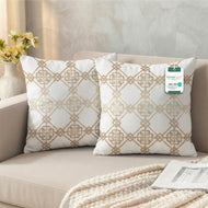 Cotton Decorative Throw Pillows Pack of 2  - 45x45 cm Square, Box design