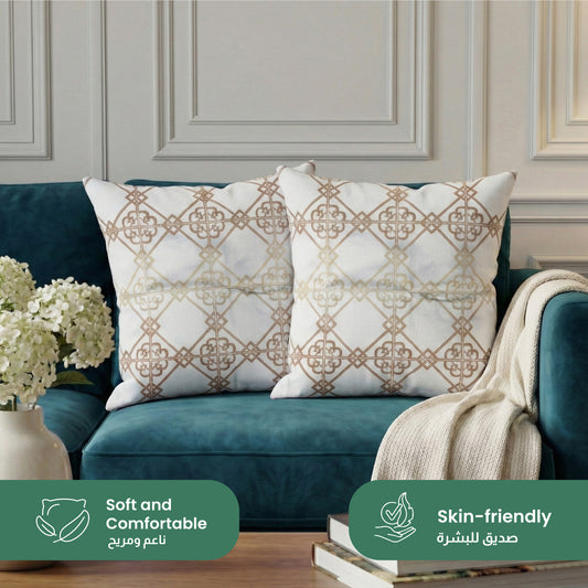 Cotton Decorative Throw Pillows Pack of 2  - 45x45 cm Square, Box design