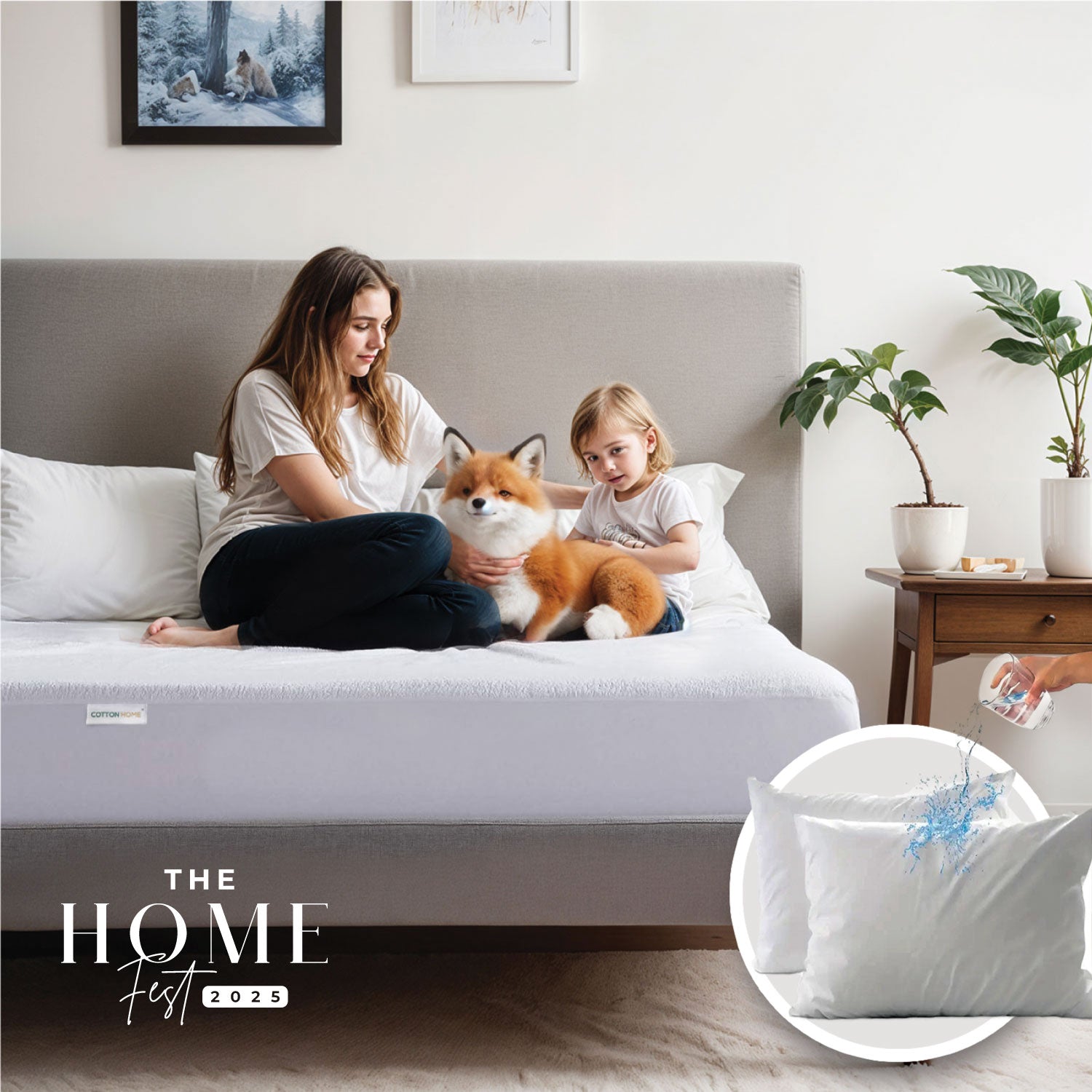 Home Fest 2025 Comfort Combo – Queen Mattress Protector 2PC Pillow Protector with Pillows Terry