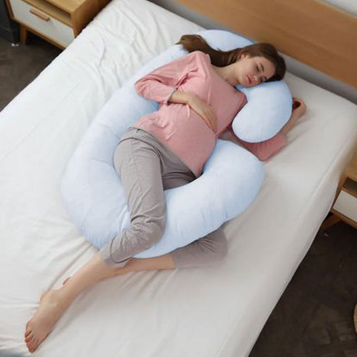Sky Blue J Shaped Pregnancy Pillow - 80x130cm
