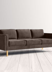 Nebula Navy Velvet 3-Seater Sofa with Square Arms - Luxury Living Room Seating, L220cm x W86cm x H81cm - Cotton Home