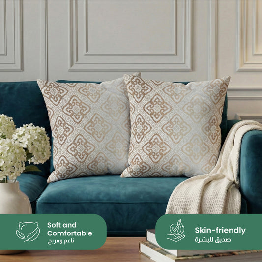 Cotton Decorative Throw Pillows Pack of 2 - 45x45 cm Square, Blue Pattern