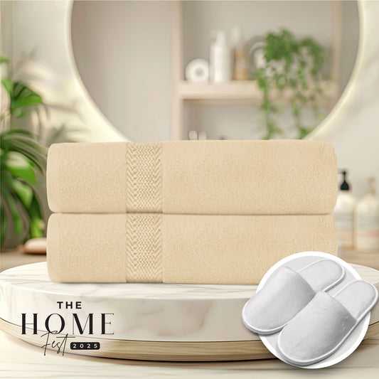 Home Fest 2025 Comfort Combo – Towels & Slippers Set-Linen