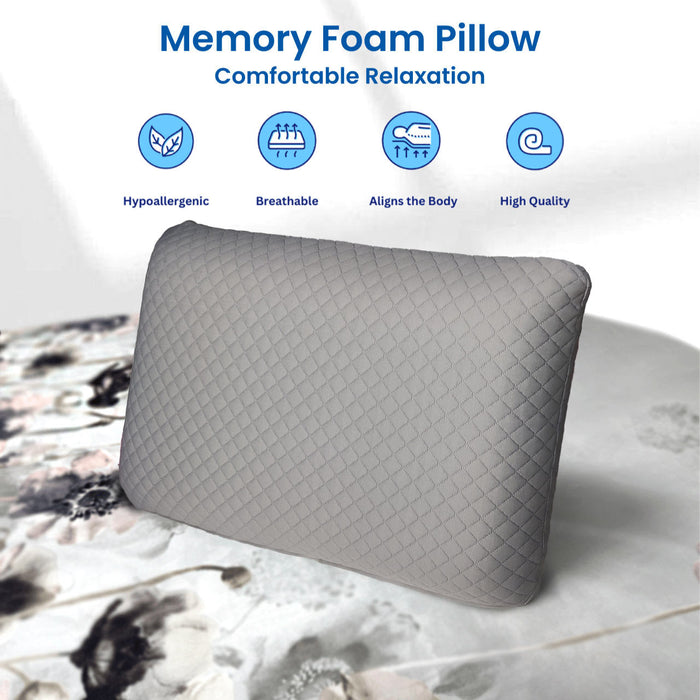 Classic King Memory Foam Pillow  40x70x12CM - Gray