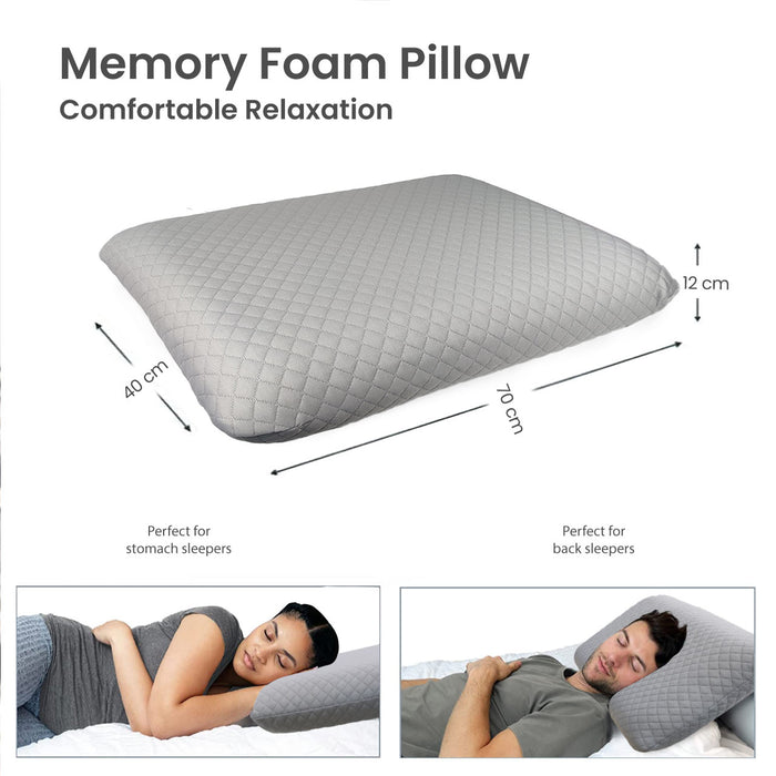 Classic King Memory Foam Pillow  40x70x12CM - Gray