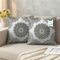 Cotton Decorative Throw Pillows Pack of 2 - 45x45 cm Square, Grey Pattern