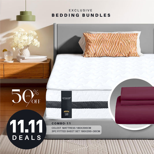 11.11 Mega Comfort Combo – Mattress, Fitted Sheet Set Bundle 11