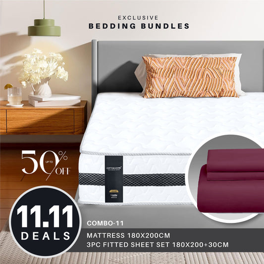 11.11 Mega Comfort Combo – Mattress, Fitted Sheet Set Bundle 11