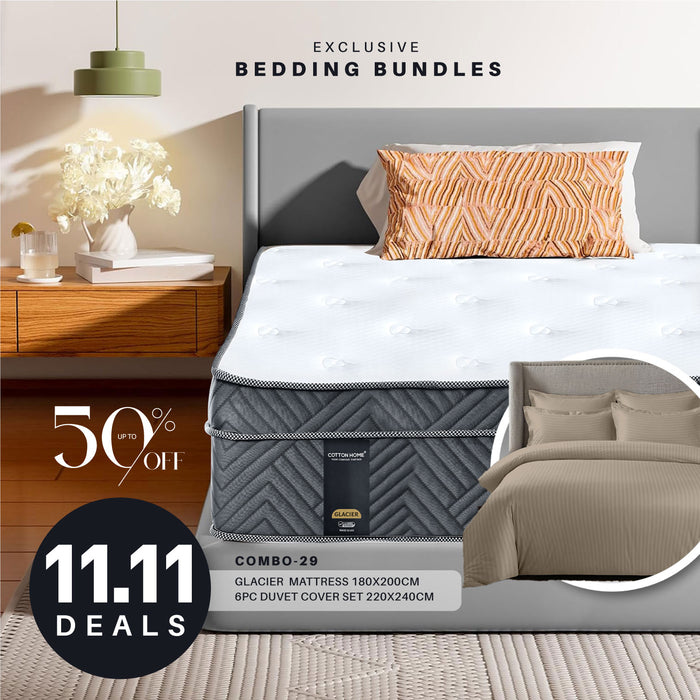 11.11 Mega Comfort Combo – Mattress, 6PC Duvet Cover Set Bundle 29
