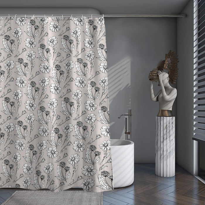 Shower Curtain Printed Fabric with Hooks 180x180 Cm - Flora