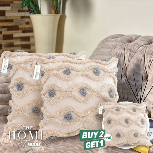 Home Fest 2025 Comfort Combo – 3PC Throw Pillow 45x45cm Ripple
