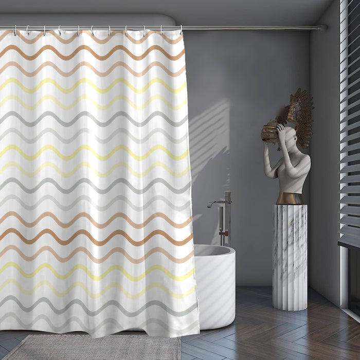 Shower Curtain Printed Fabric with Hooks 180x180 Cm - Chevton