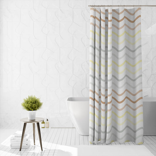 Shower Curtain Printed Fabric with Hooks 180x180 Cm - Chevton