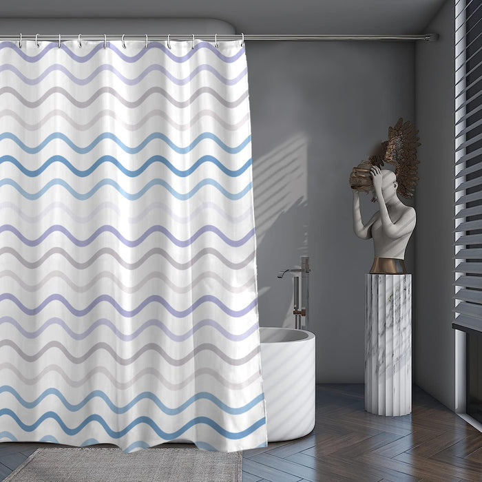 Shower Curtain Printed Fabric with Hooks 180x180 Cm - Chevton 208A