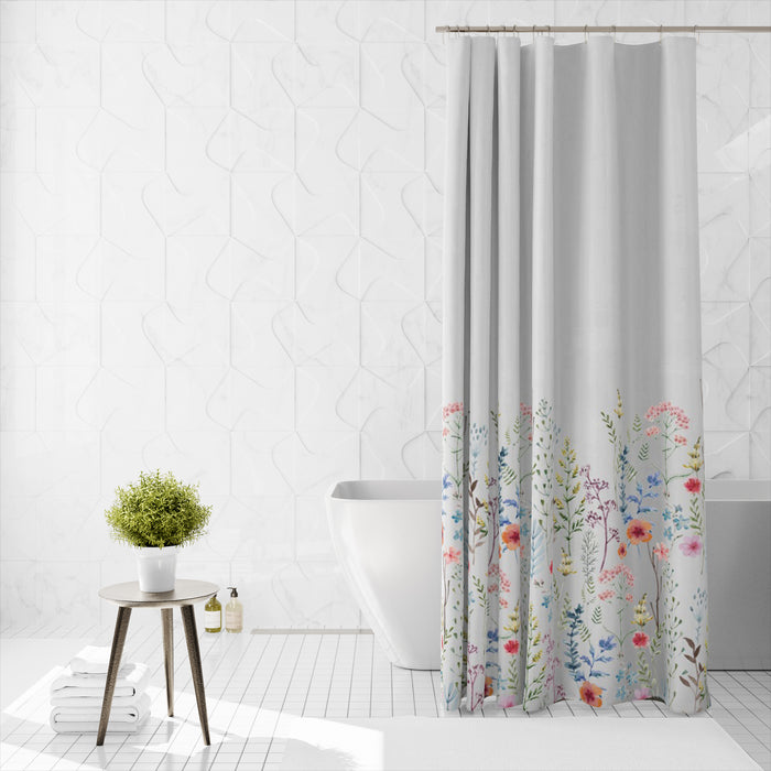 Shower Curtain Printed Fabric with Hooks 180x180 Cm - Amy