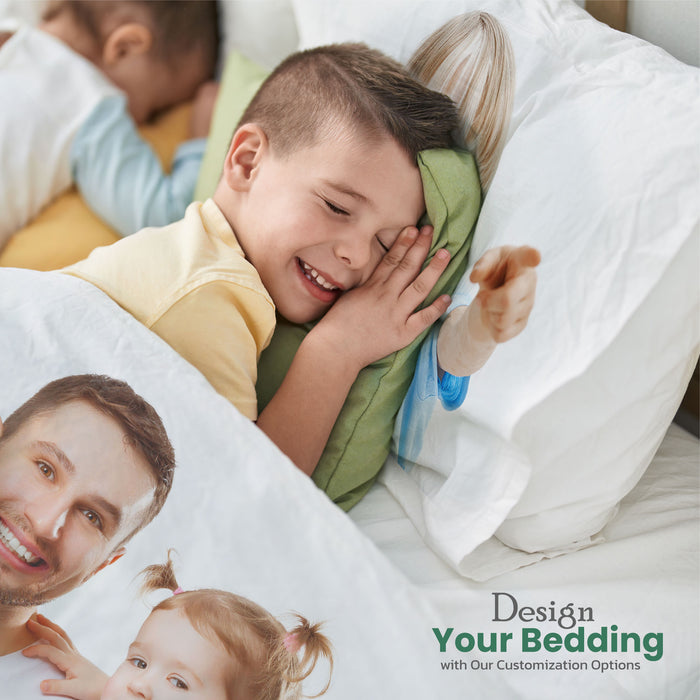 3-piece 160x220 Personalized Custom bedding Duvet Cover set with customized photo printed