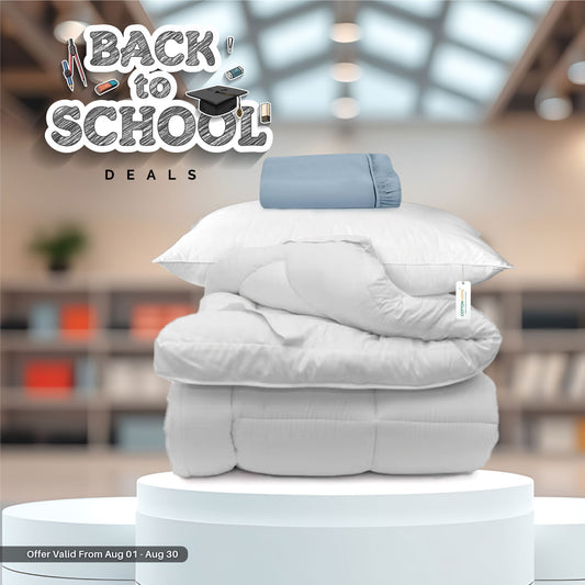 Back to School Comfort Combo – 3PC Mattress Topper 180x200+8cm, Pillow, Fitted Sheet at Special Deals!