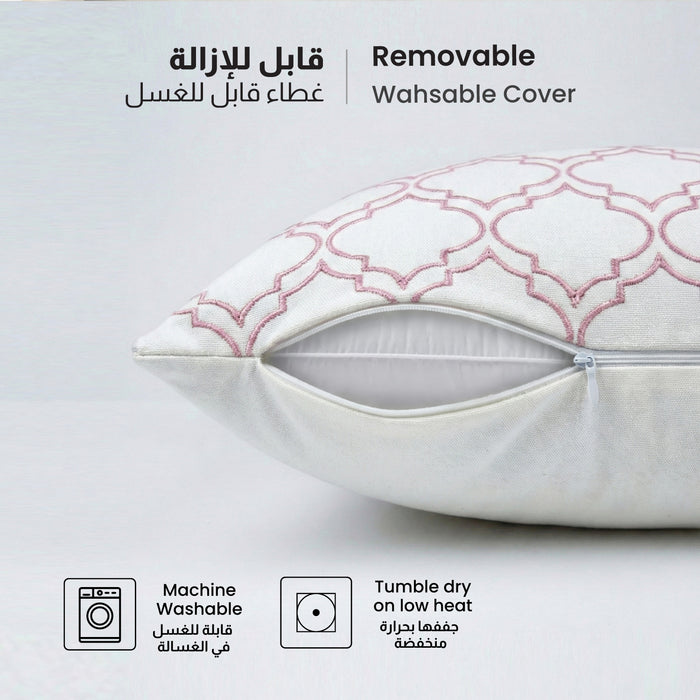 Embroidered Cotton Decorative Throw Pillows Pack of 2 - 45x45 cm Purple Quatrefoil