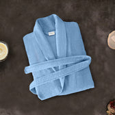 Premium Cotton Sky Blue Terry Bathrobe with Pockets Suitable for Men and Women, Soft & Warm Terry Home Bathrobe, Sleepwear Loungewear, One Size Fits All