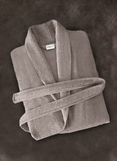 Premium Cotton Taupe Terry Bathrobe with Pockets Suitable for Men and Women, Soft & Warm Terry Home Bathrobe, Sleepwear Loungewear, One Size Fits All - Cotton Home