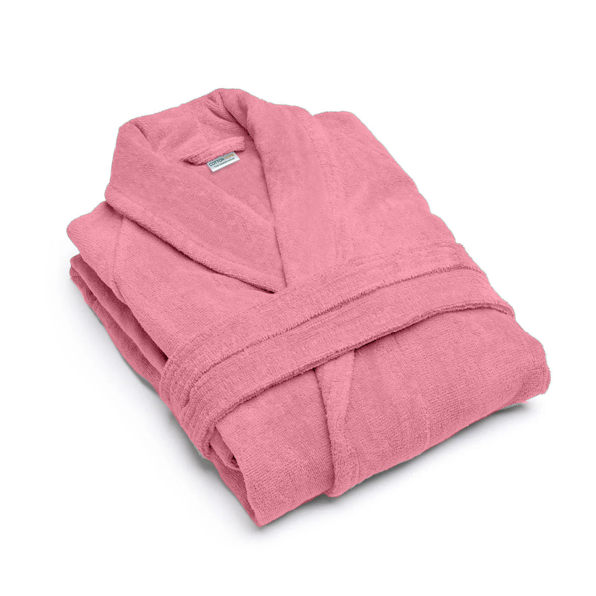 Premium Cotton Rose Pink Terry Bathrobe with Pockets Suitable for Men and Women, Soft & Warm Terry Home Bathrobe, Sleepwear Loungewear, One Size Fits All