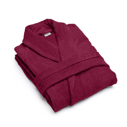 Premium Cotton Burgundy Terry Bathrobe with Pockets Suitable for Men and Women, Soft & Warm Terry Home Bathrobe, Sleepwear Loungewear, One Size Fits All