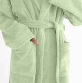 Premium Cotton Mint Green Terry Bathrobe with Pockets Suitable for Men and Women, Soft & Warm Terry Home Bathrobe, Sleepwear Loungewear, One Size Fits All