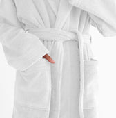 Premium Cotton White Terry Bathrobe with Pockets Suitable for Men and Women, Soft & Warm Terry Home Bathrobe, Sleepwear Loungewear, One Size Fits All