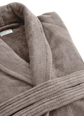 Premium Cotton Taupe Terry Bathrobe with Pockets Suitable for Men and Women, Soft & Warm Terry Home Bathrobe, Sleepwear Loungewear, One Size Fits All - Cotton Home
