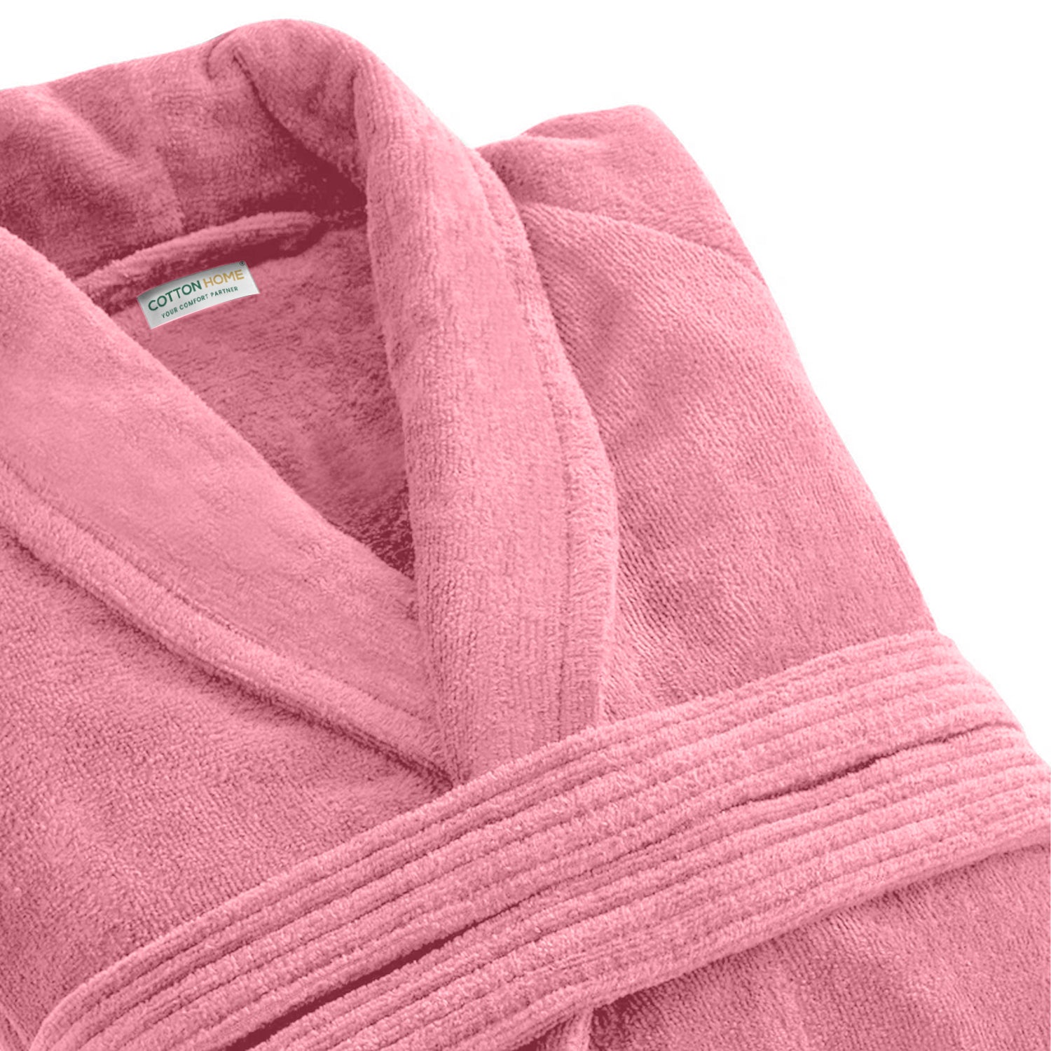 Premium Cotton Rose Pink Terry Bathrobe with Pockets Suitable for Men and Women, Soft & Warm Terry Home Bathrobe, Sleepwear Loungewear, One Size Fits All