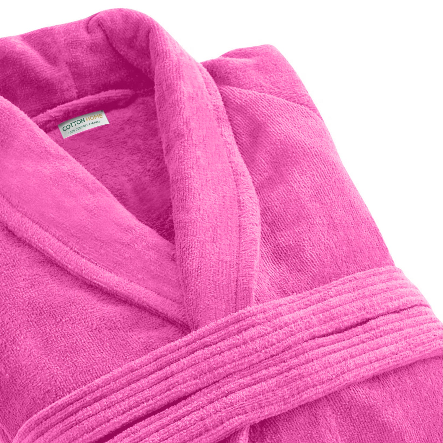 Premium Cotton Hot Pink Terry Bathrobe with Pockets Suitable for Men and Women, Soft & Warm Terry Home Bathrobe, Sleepwear Loungewear, One Size Fits All