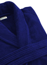 Premium Cotton Blue Terry Bathrobe with Pockets Suitable for Men and Women, Soft & Warm Terry Home Bathrobe, Sleepwear Loungewear, One Size Fits All - Cotton Home
