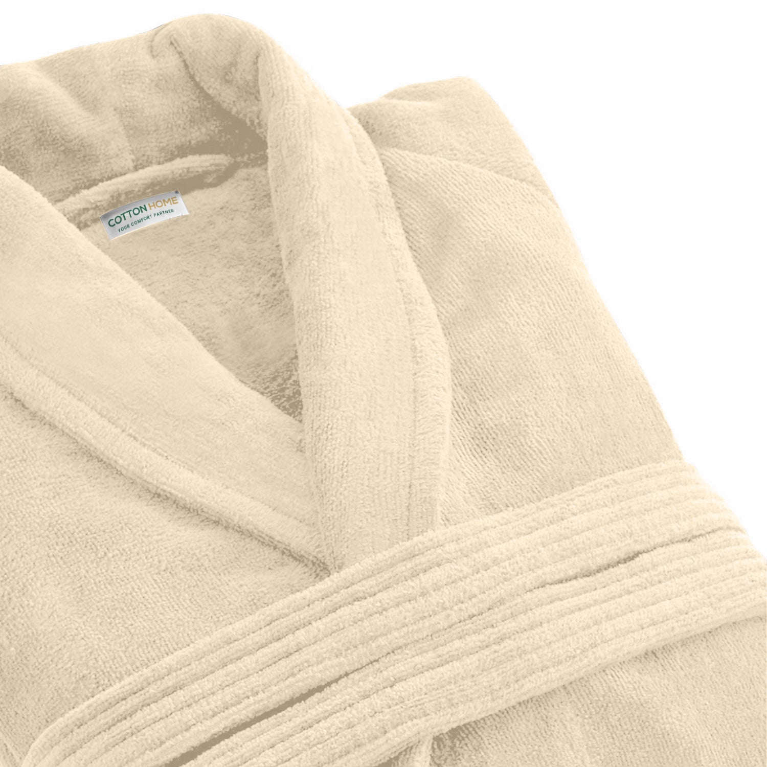 Premium Cotton Cream Terry Bathrobe with Pockets Suitable for Men and Women, Soft & Warm Terry Home Bathrobe, Sleepwear Loungewear, One Size Fits All