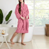 Premium Cotton Rose Pink Terry Bathrobe with Pockets Suitable for Men and Women, Soft & Warm Terry Home Bathrobe, Sleepwear Loungewear, One Size Fits All