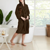 Premium Cotton Brown Terry Bathrobe with Pockets Suitable for Men and Women, Soft & Warm Terry Home Bathrobe, Sleepwear Loungewear, One Size Fits All