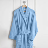 Premium Cotton Sky Blue Terry Bathrobe with Pockets Suitable for Men and Women, Soft & Warm Terry Home Bathrobe, Sleepwear Loungewear, One Size Fits All