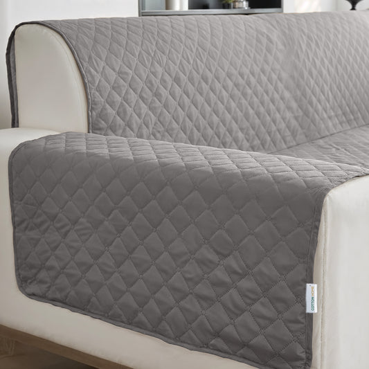 Ultimate Sofa Protector 2 Seater: Water Resistant Sofa Couch Cover for Ultimate Comfort |  Furniture Protector for Pets Kids - Silver - Cotton Home
