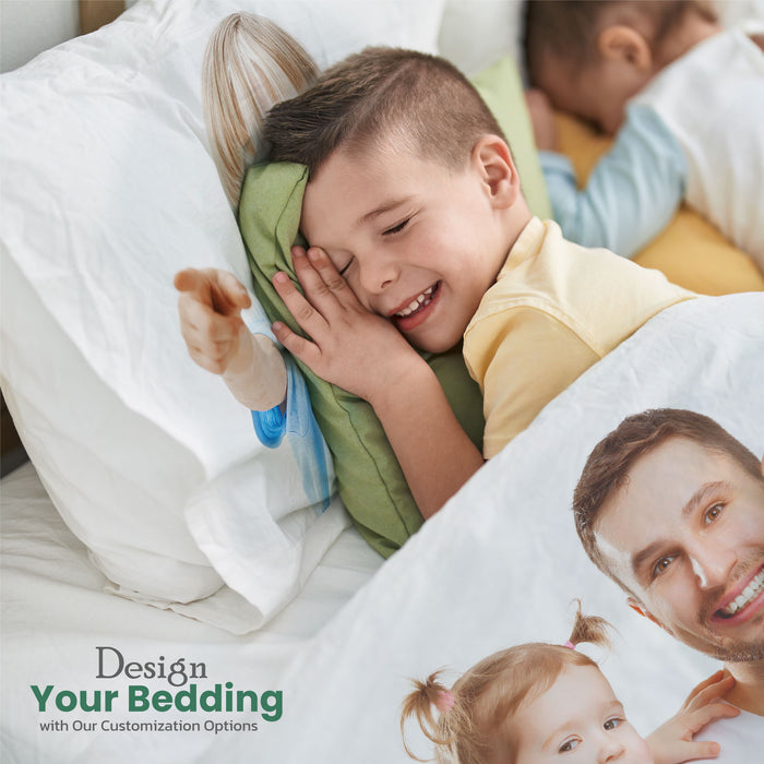 Cotton Blend 4-piece 220x240 Personalized Custom bedding Duvet Cover set with customized photo printed