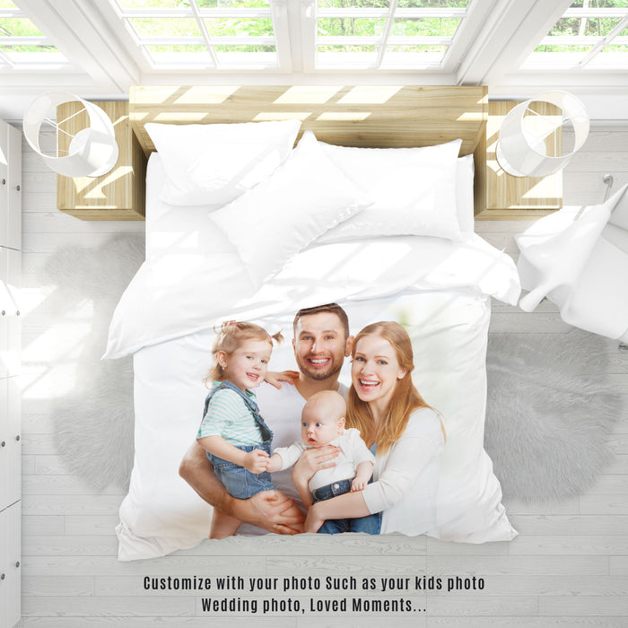Polycotton 1-piece Double 220x240cm Personalized Custom bedding Comforter set with customized photo printed