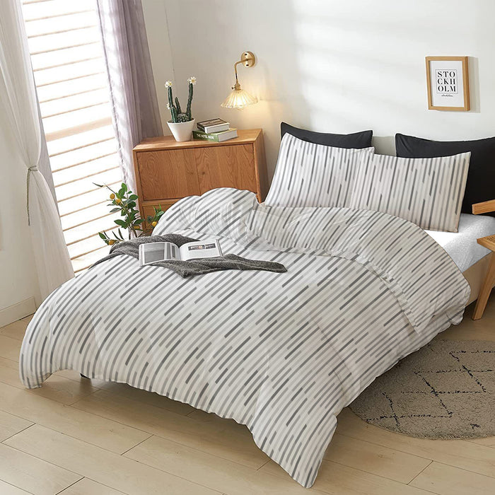 4-Piece Printed Comforter Set 160x220cm Dyed Strips