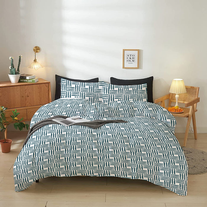 4-Piece Printed Comforter Set 160x220cm Geometrical Pattern