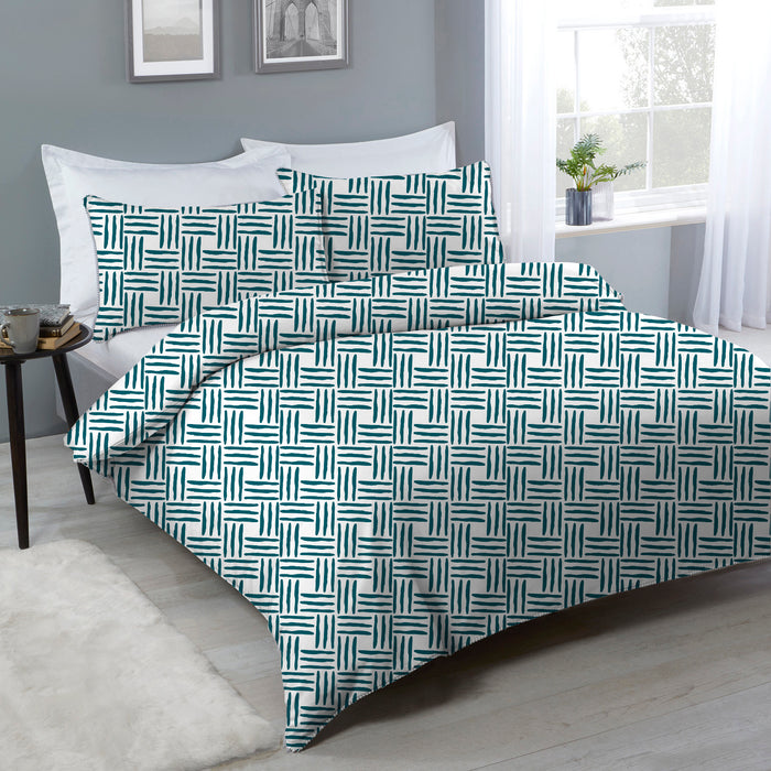 4-Piece Printed Comforter Set 160x220cm Geometrical Pattern
